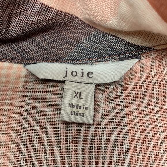 JOIE Dia Plaid Top in Cider Orange Size XL lined with a gingham print - Picture 8 of 12
